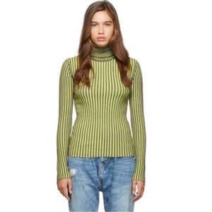 Alexander McQueen McQ Ribbed Cotton Turtleneck Size Medium Grey Yellow
